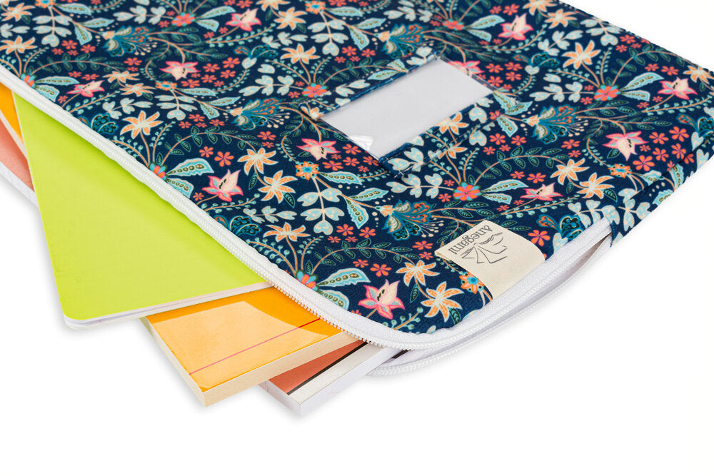 Fancy fabric folder for kids, Cute fabric textbook folder with zipper