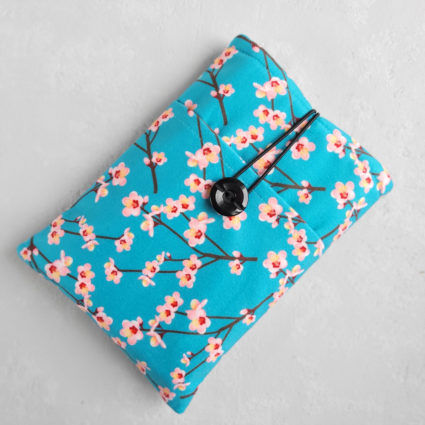 Cherry Blossom fabric book sleeve with pocket