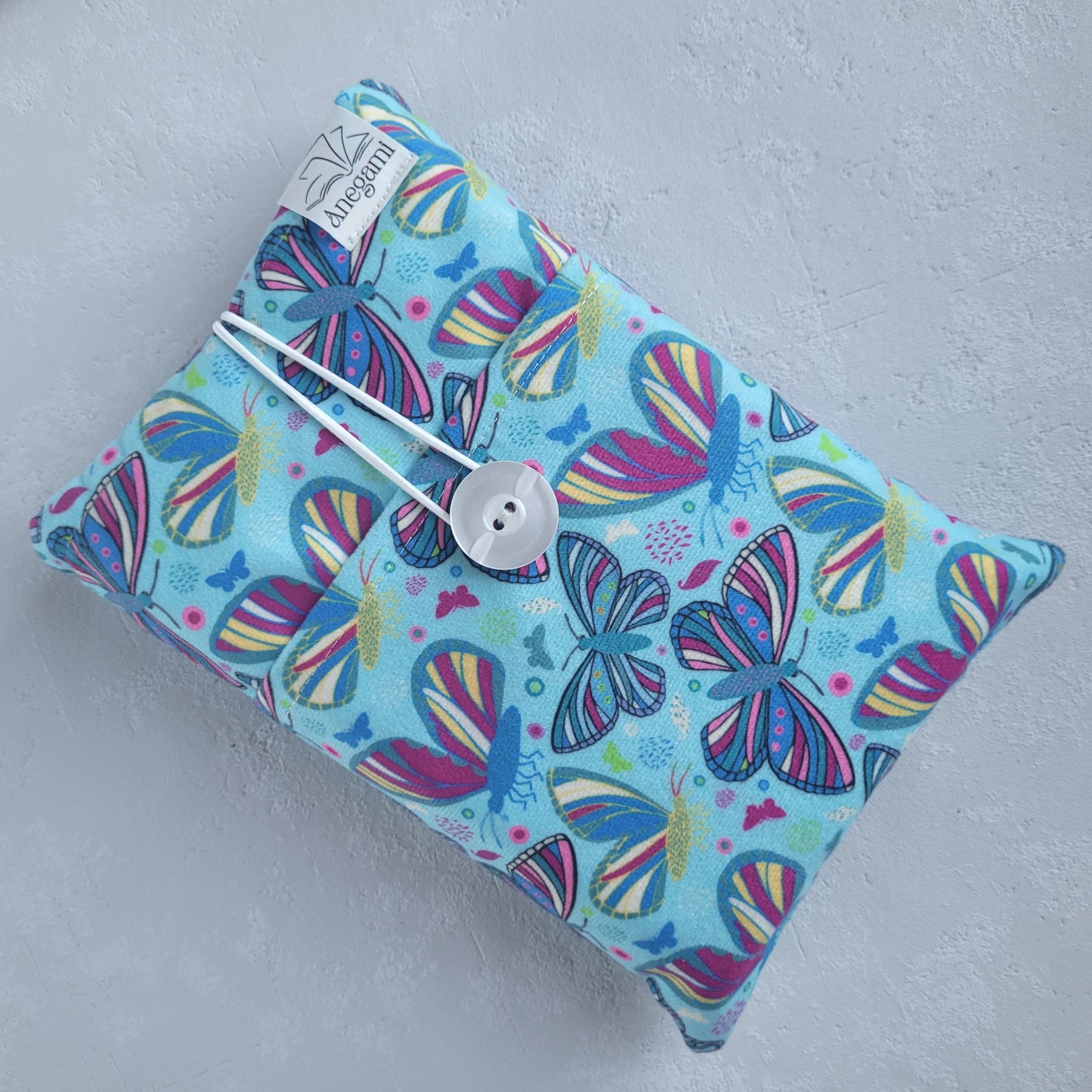 Pochette de livre en tissu papillon avec poche