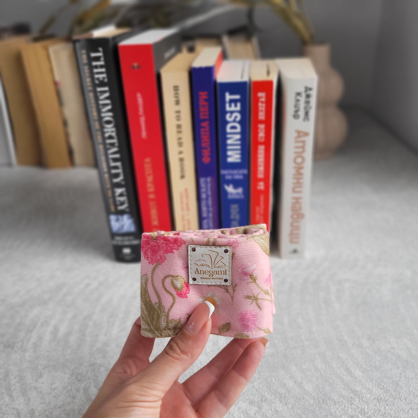 Fascia per libri con motivo floreale rosa
