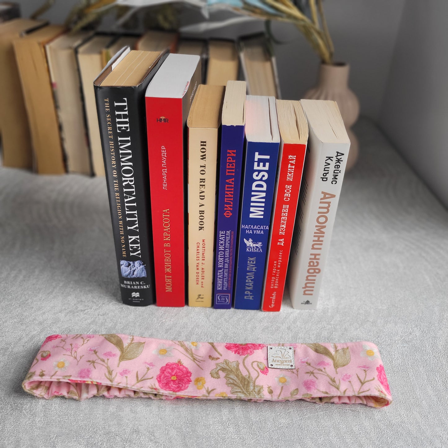 Fascia per libri con motivo floreale rosa