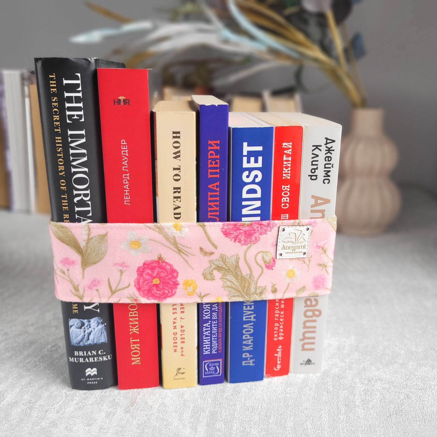Fascia per libri con motivo floreale rosa