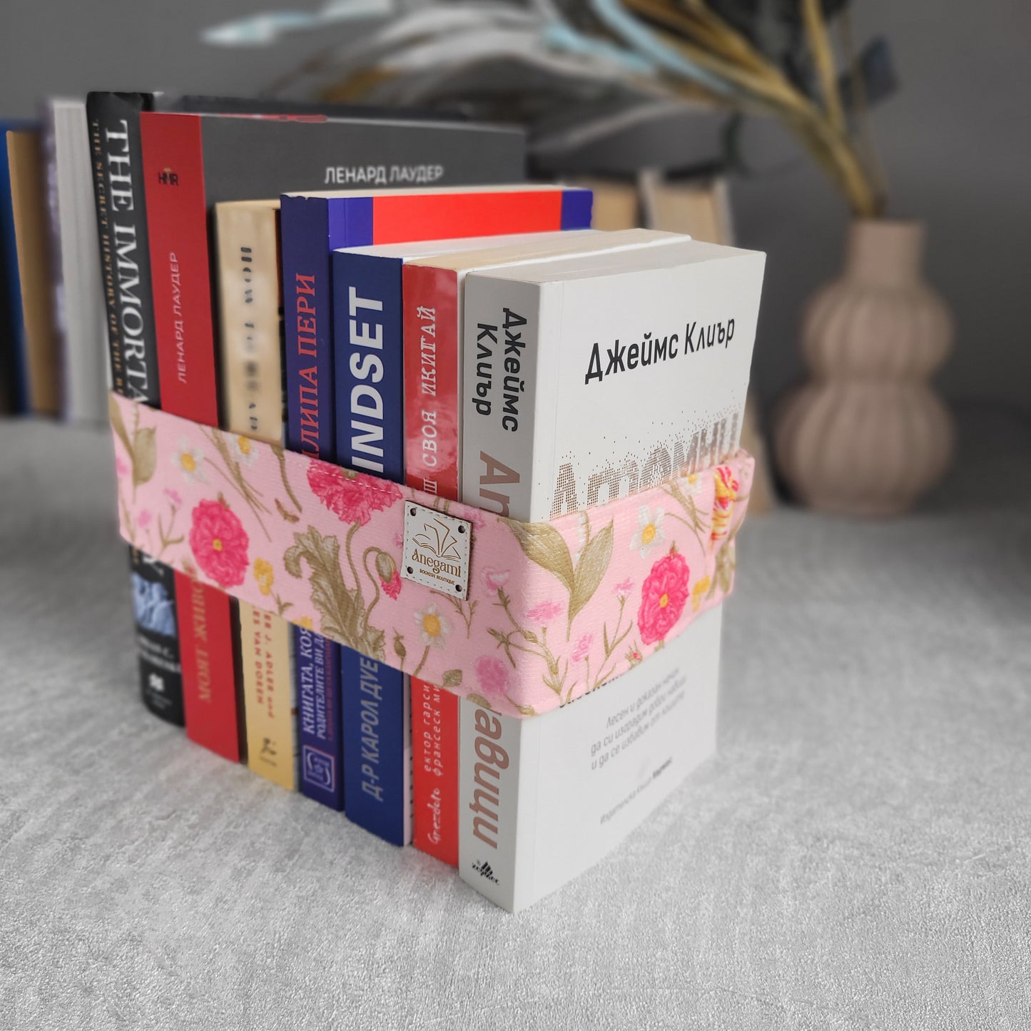 Fascia per libri con motivo floreale rosa
