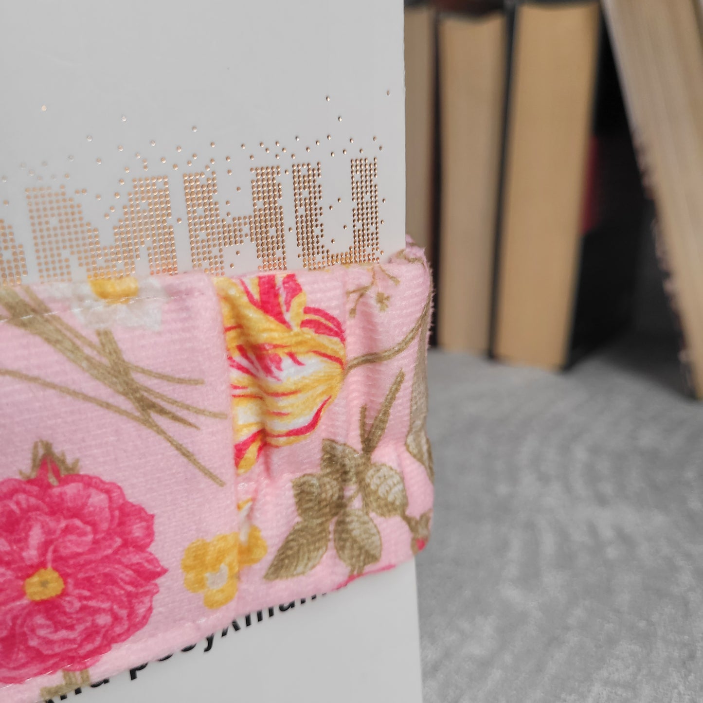 Fascia per libri con motivo floreale rosa