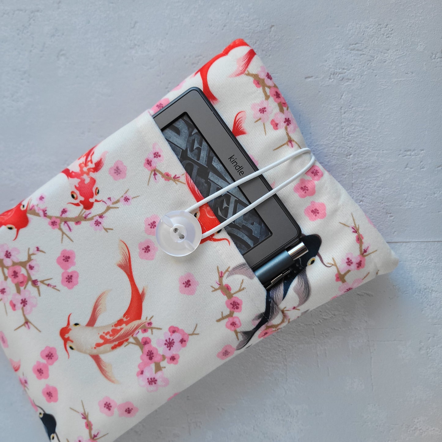 Koi Fish fabric book sleeve with pocket