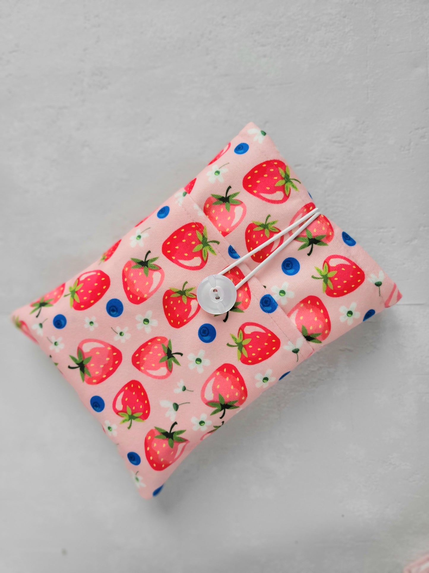 Strawberries book sleeve with pocket