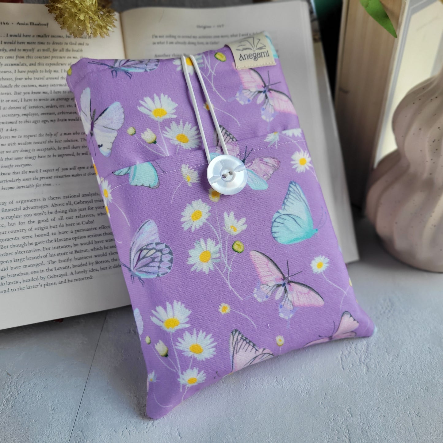 Pochette de livre en tissu papillon avec poche