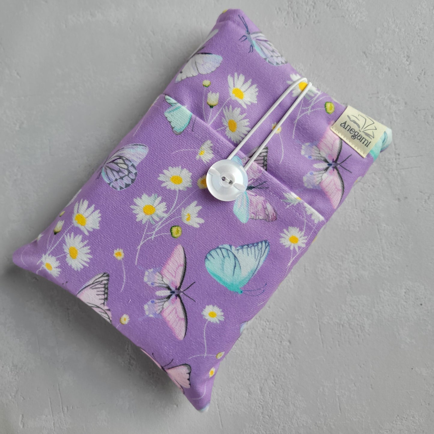 Pochette de livre en tissu papillon avec poche