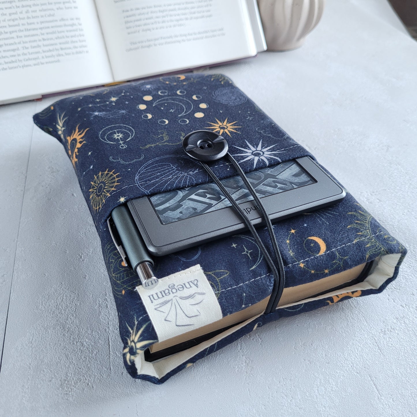 Pochette de livre en tissu astrologie avec poche