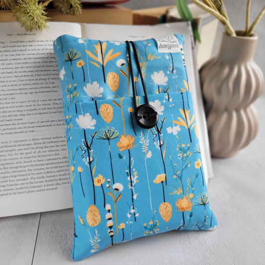 Pochette de livre en tissu fleurs sauvages avec poche