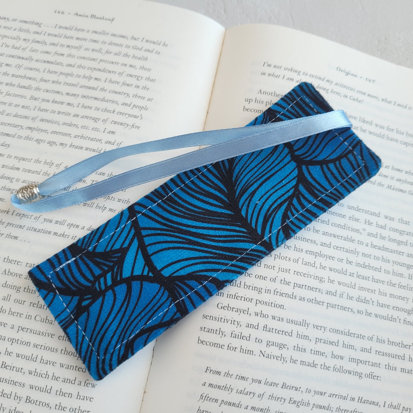 Blue Floral Bookmark