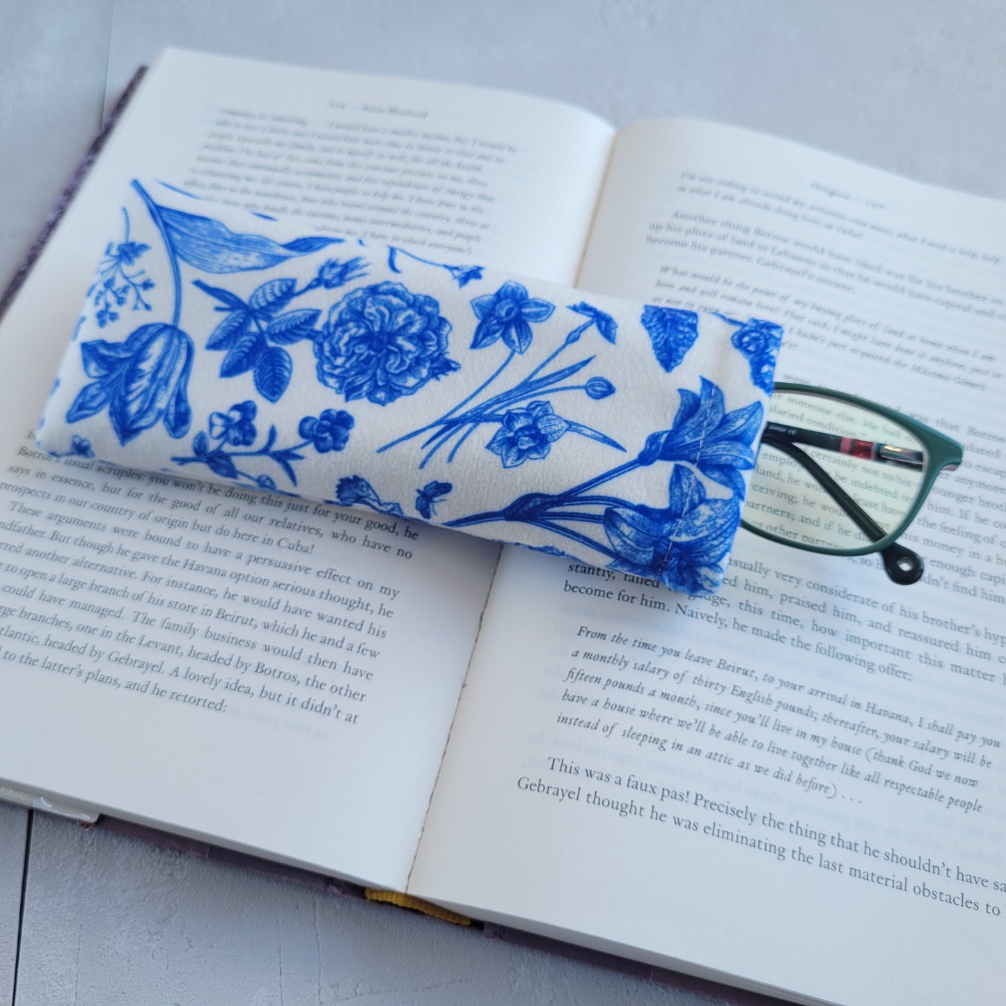 Blue Fabric Eyeglasses Case