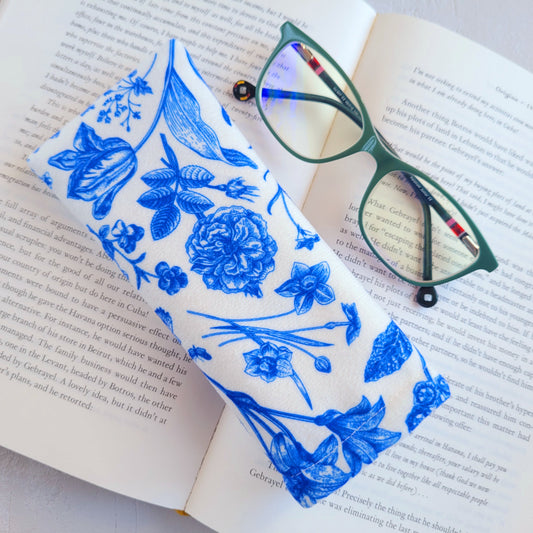 Blue Fabric Eyeglasses Case