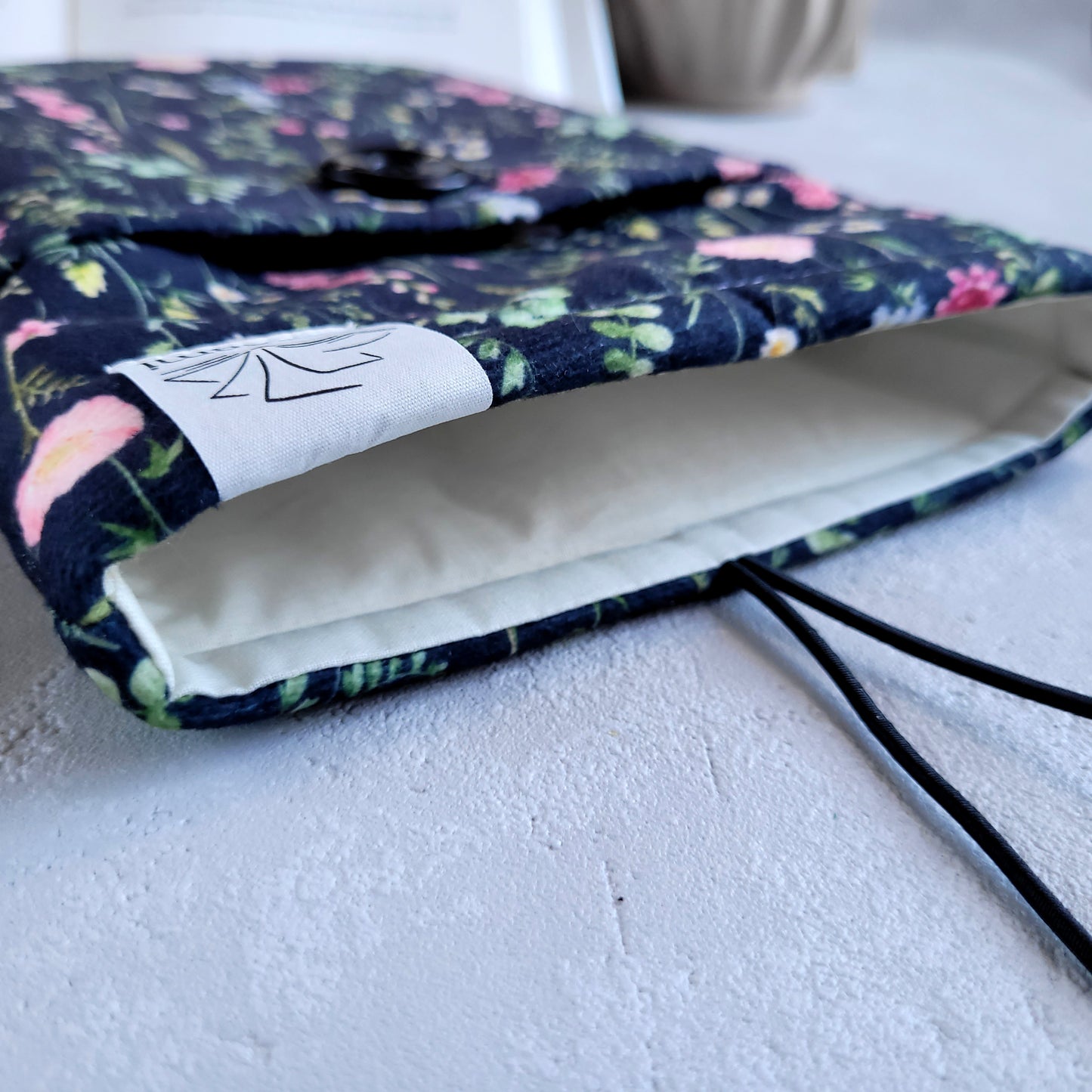 Floral fabric book sleeve with pocket