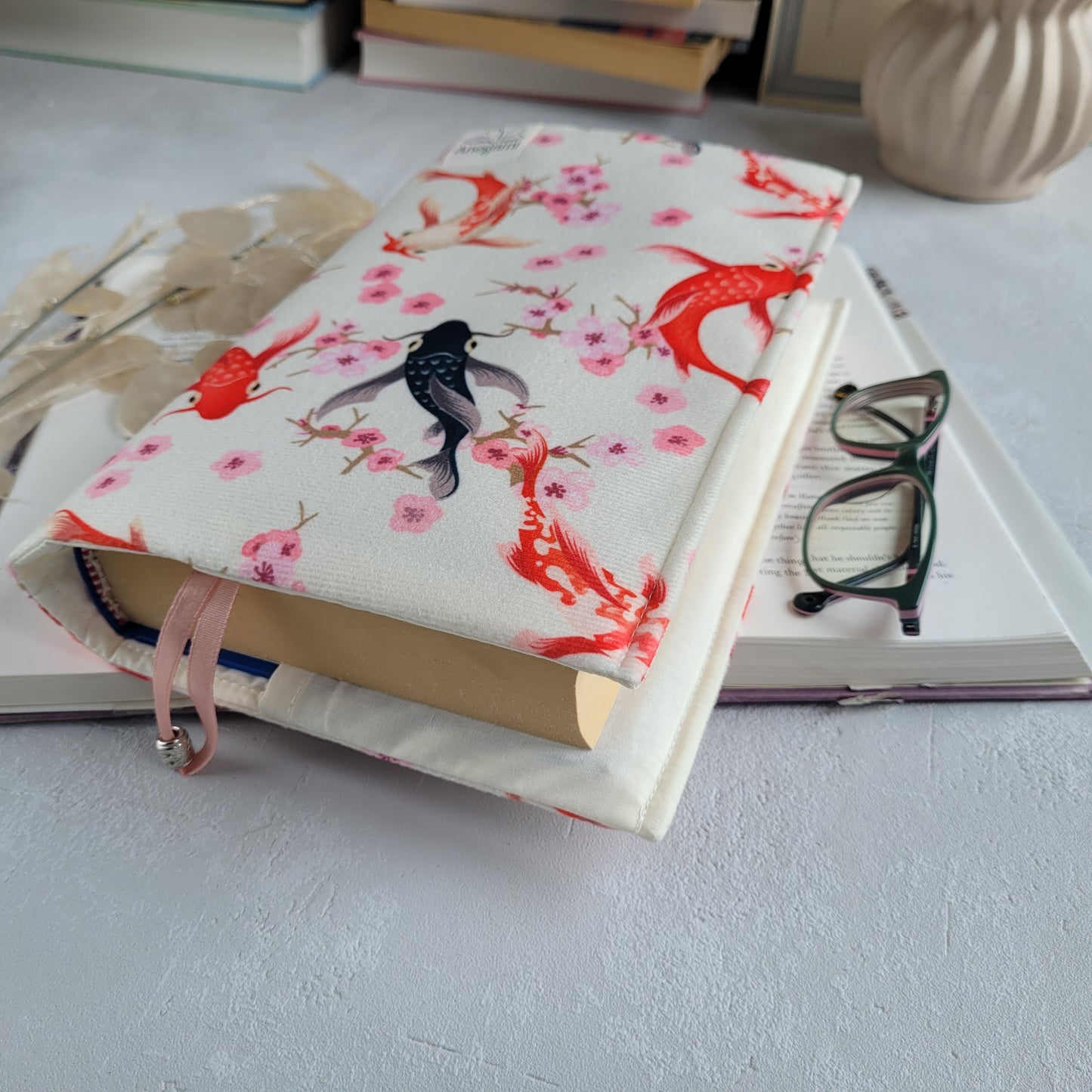 Koi Fish fabric book cover