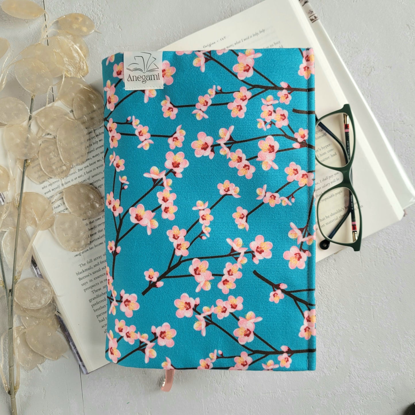 Cherry Blossom fabric book cover