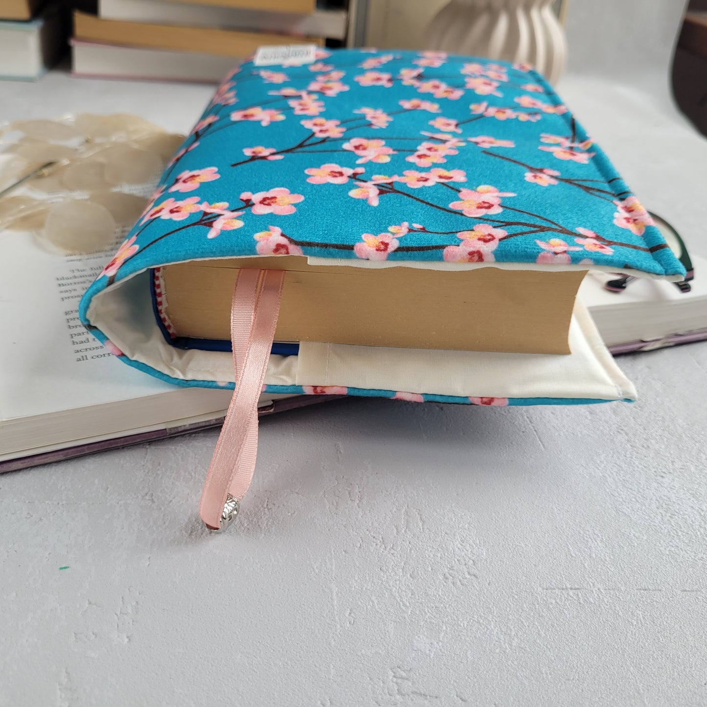 Cherry Blossom fabric book cover