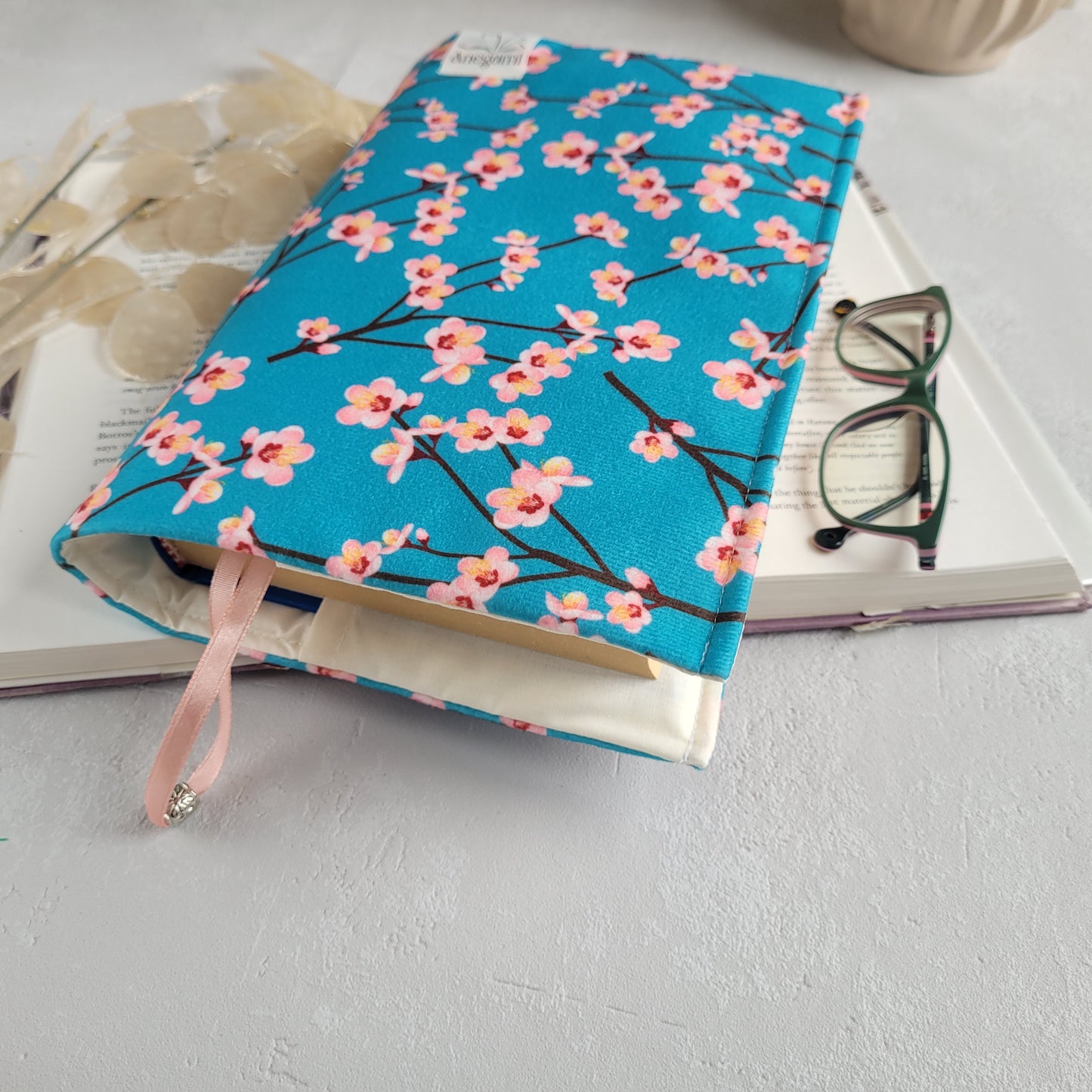 Cherry Blossom fabric book cover