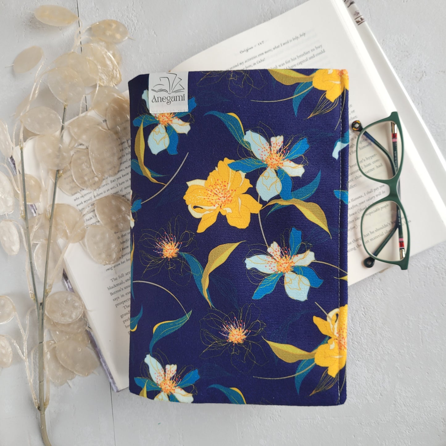 Floral fabric book cover