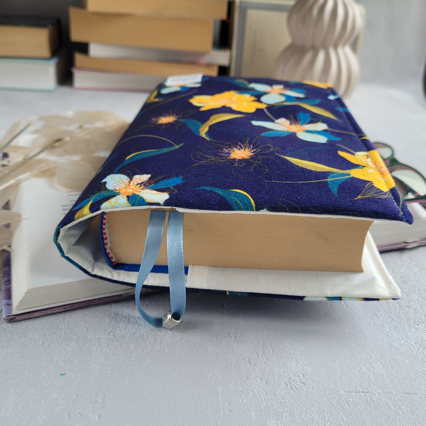 Floral fabric book cover