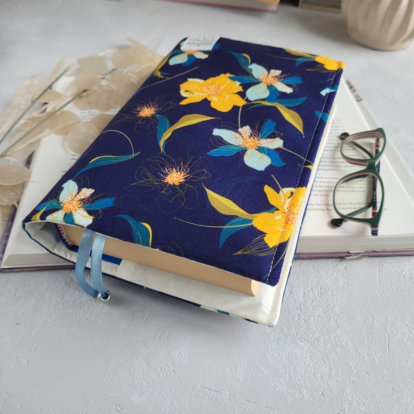 Floral fabric book cover