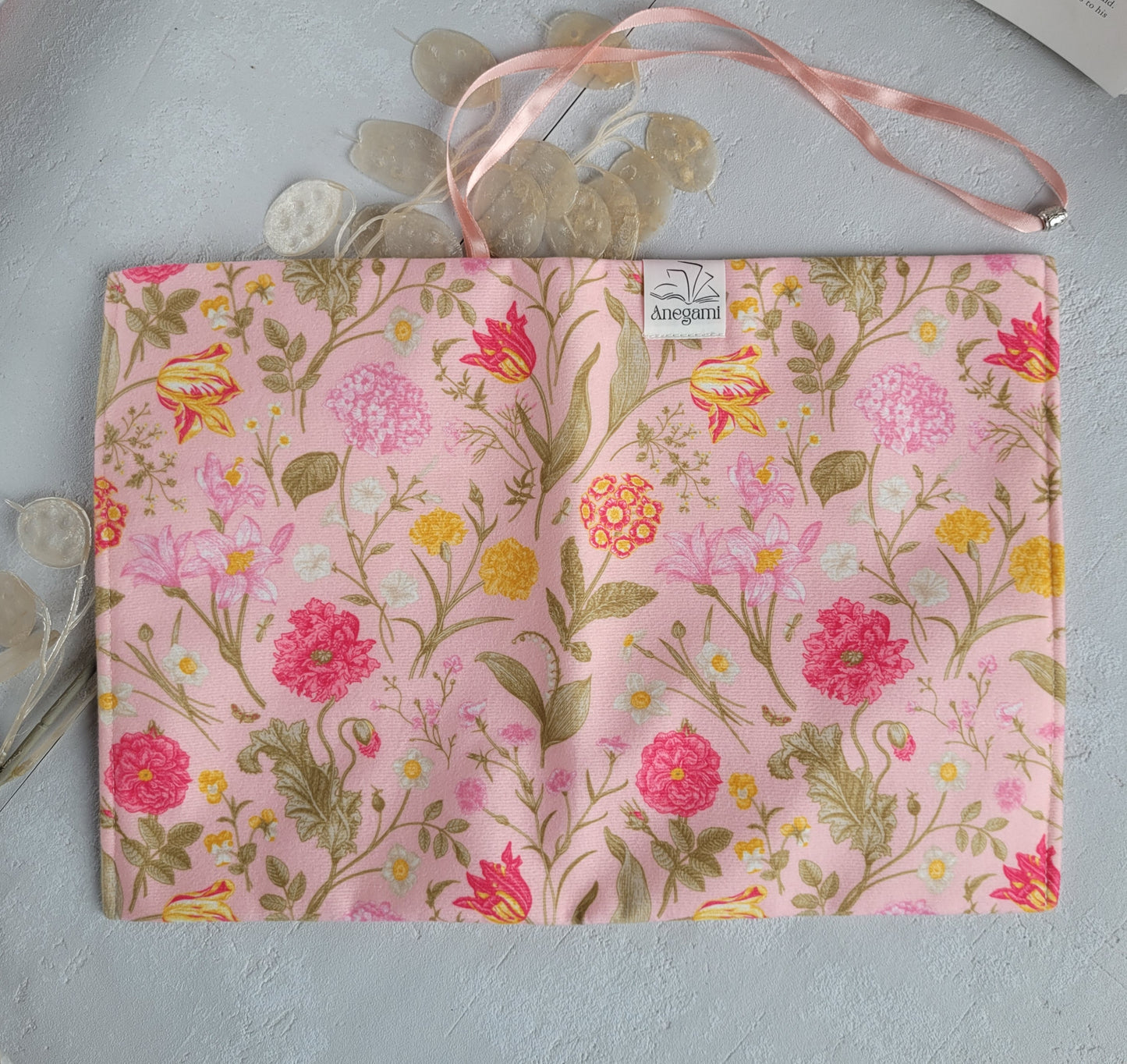 Pink Flower fabric book cover