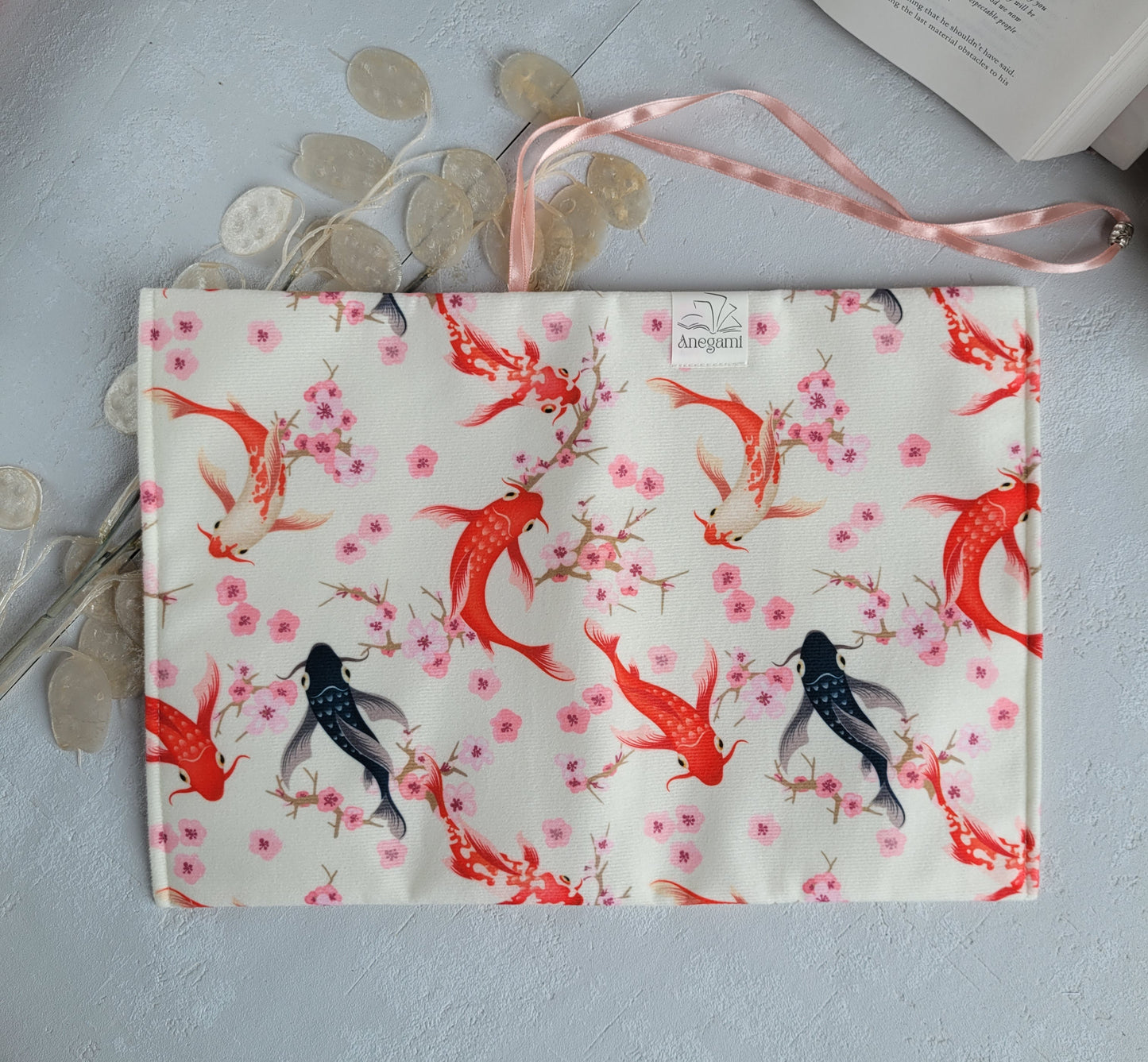 Koi Fish fabric book cover