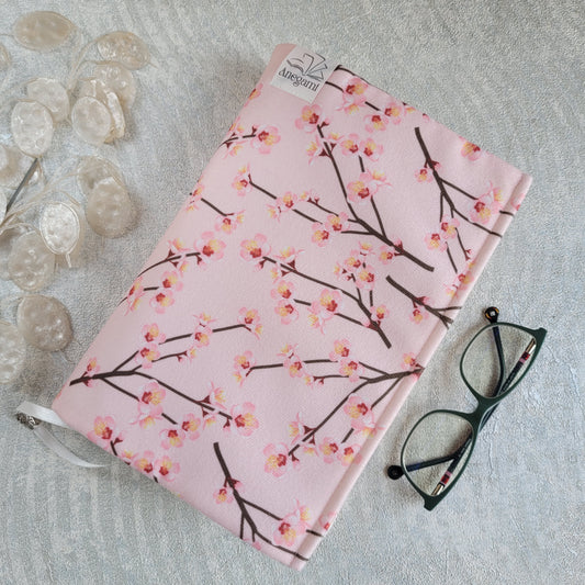 Fabric book cover pink cherry blossom