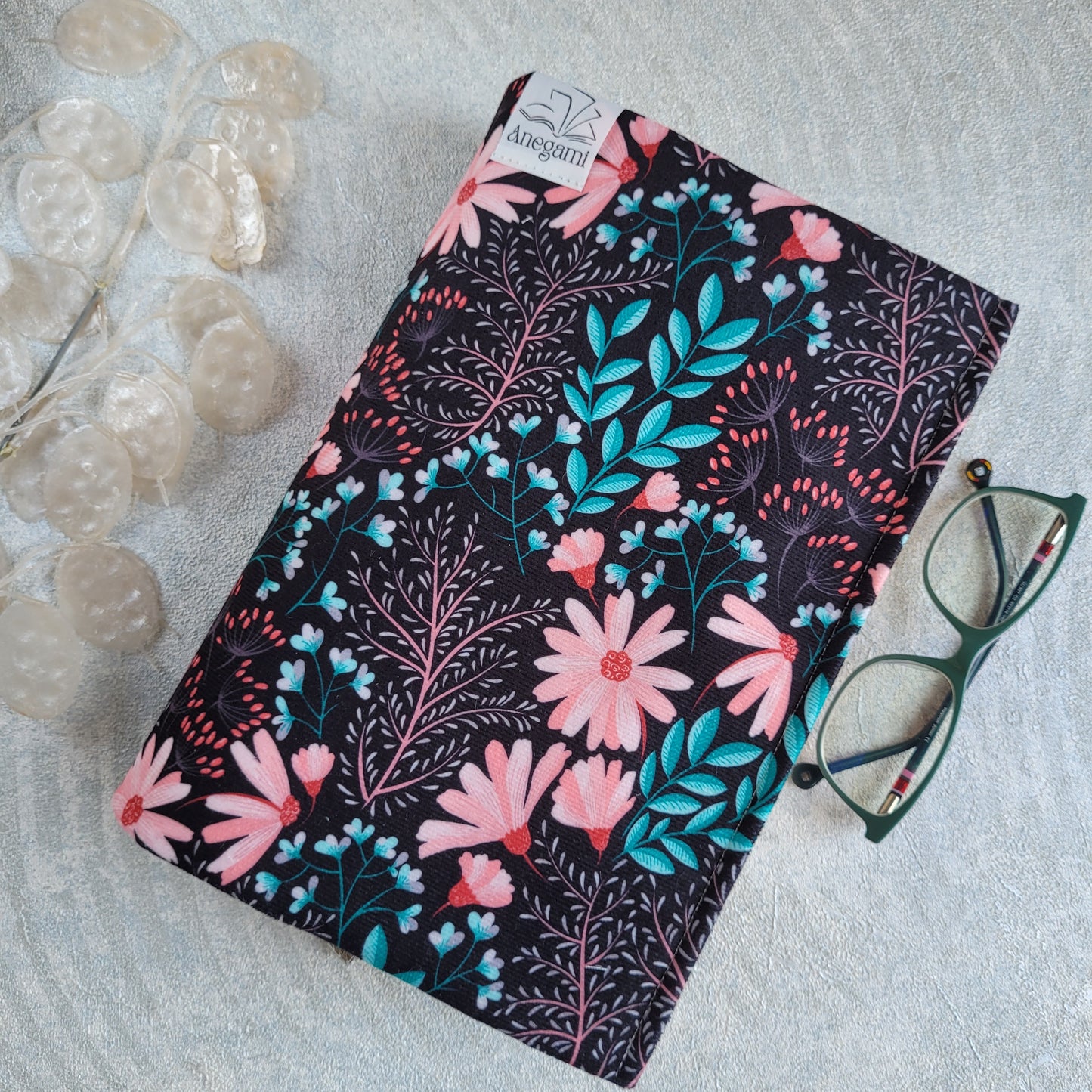 Floral fabric book cover