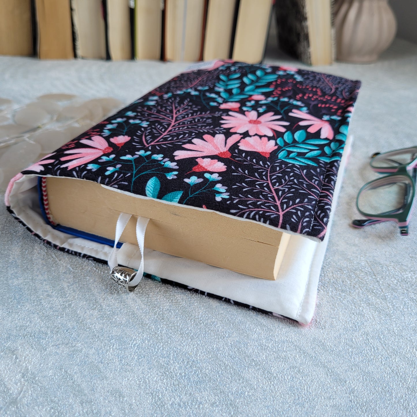 Floral fabric book cover