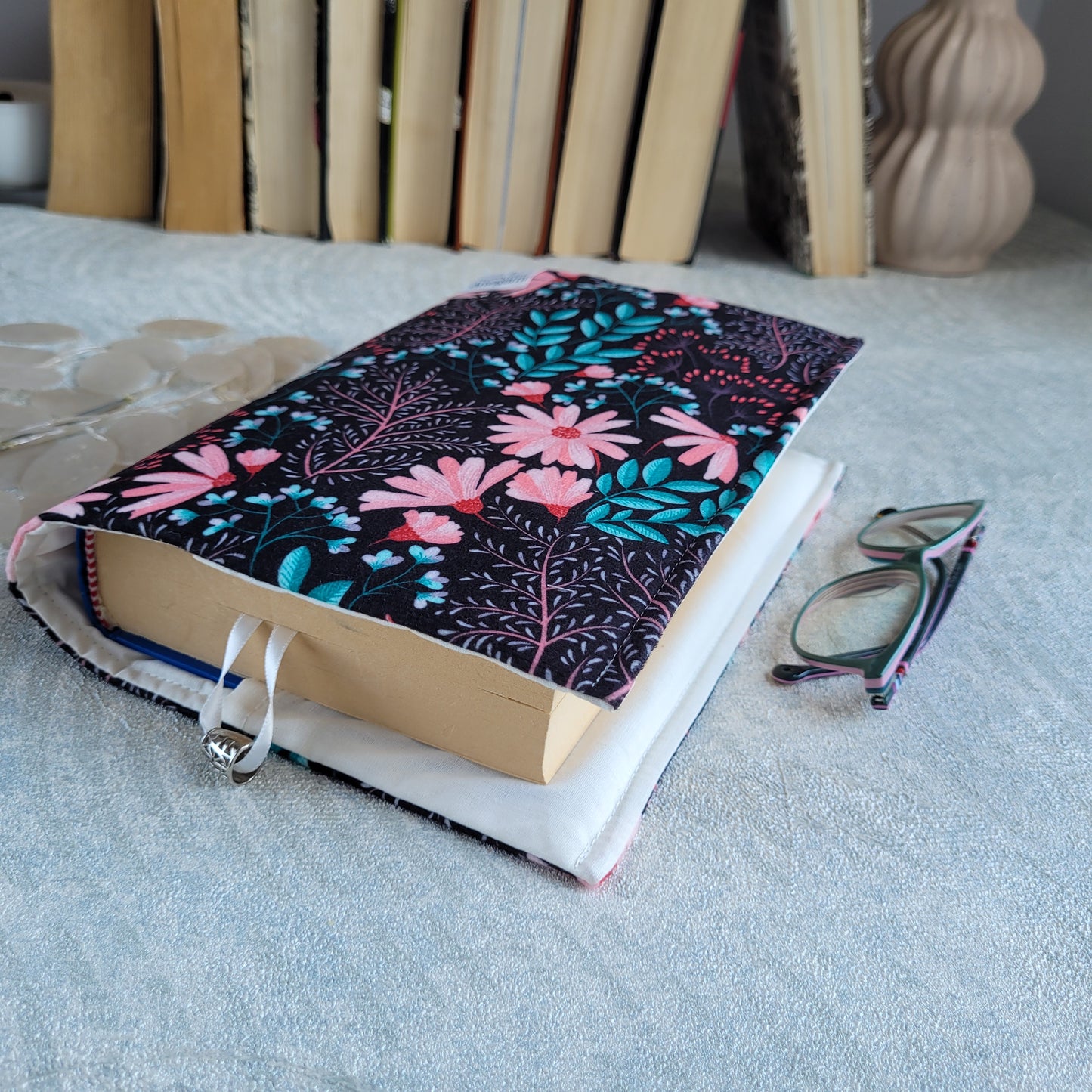 Floral fabric book cover