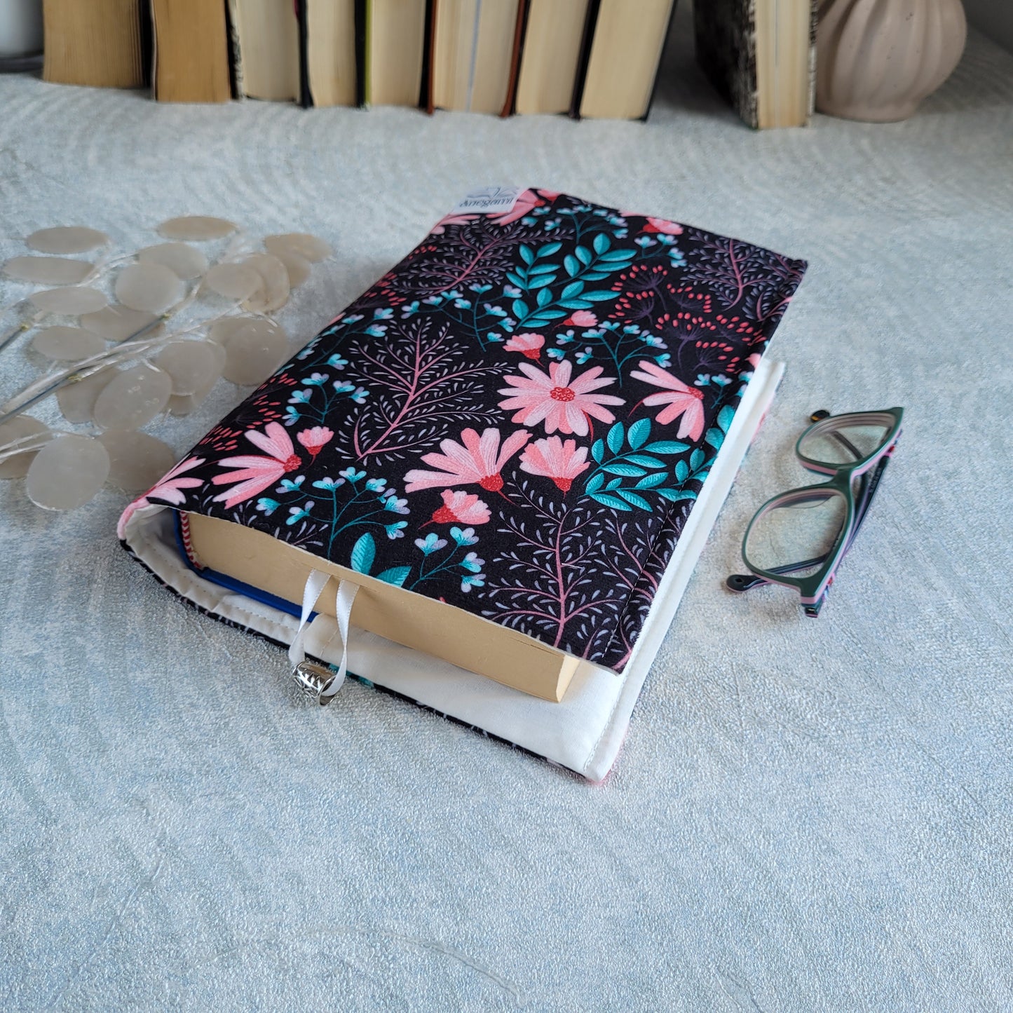 Floral fabric book cover