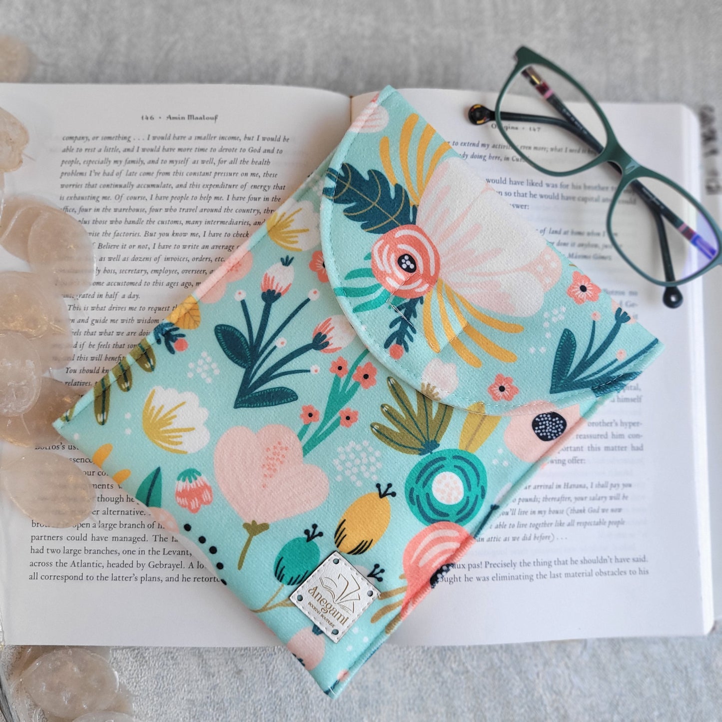 Custodia Kindle verde floreale imbottita con schiuma e fodera in cotone