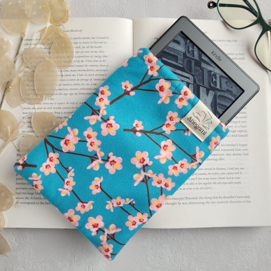 Cherry blossom Kindle sleeve padded with foam and cotton lining